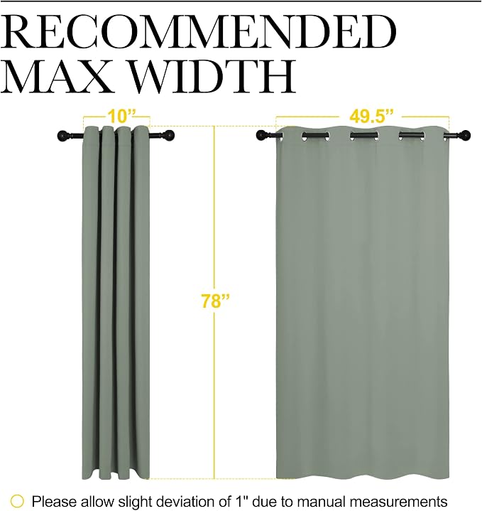 NICETOWN Greyish Green Blackout Curtains 78" Long - Image 7