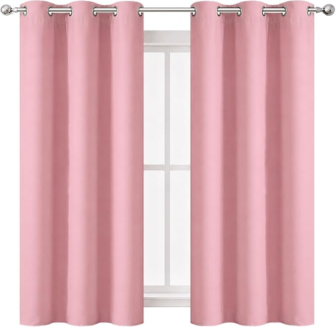 Pink Blackout Curtains 34 x 54 Inch Length/Set of 2 Curtain Panels/Thermal - Image 2