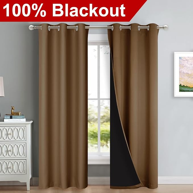 NICETOWN Blackout Curtains 84 inches Long, 2 Pieces, Full Light Blocking Drapes - Image 2