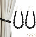 Hion 2 Pcs Boho Curtain Tiebacks, Wood Beads Curtain Holdbacks, Outdoor by Hion