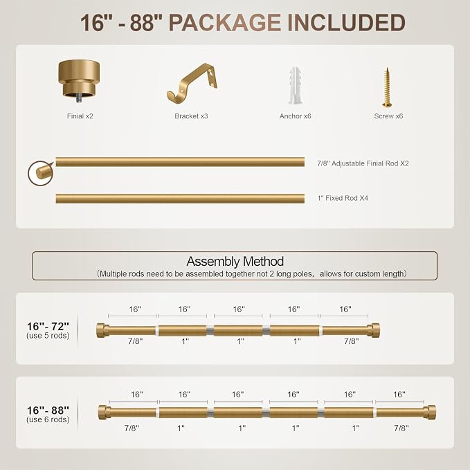 Lootkell Modern Gold Curtain Rods - Image 8