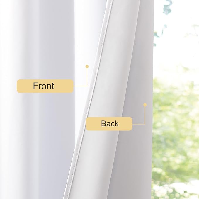 NICETOWN White Black Out Curtains 72 inch Long, Grommet Full Blackout Thermal - Image 5