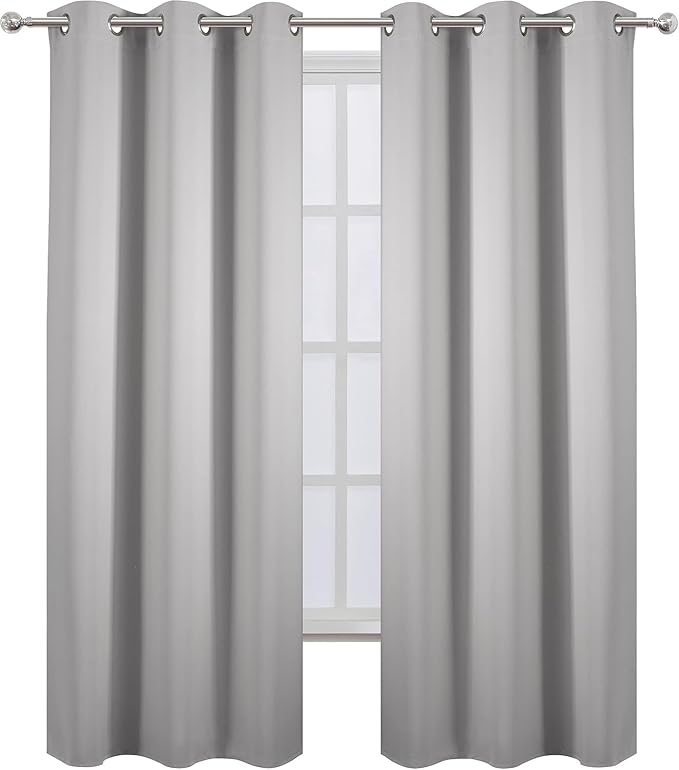 LEMOMO Blackout Curtains 38 x 84 inch/Light Grey Curtains Set of 2 - Image 4