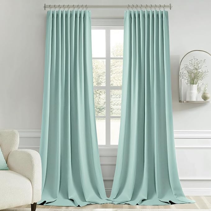 MIULEE Aqua Back Tab Blackout Curtains 102 Inch Long 2 Panels Set - Image 9