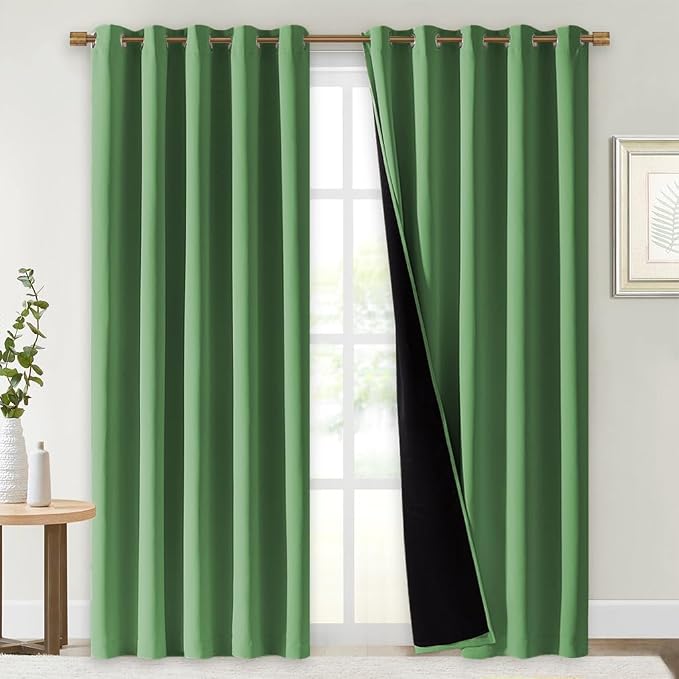NICETOWN Full Shade Curtain Panels, Forest Green, 70 x 84 inch, Pair of Energy by NICETOWN