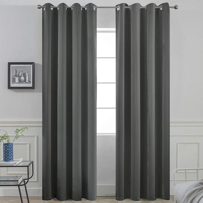 Yakamok Room Darkening Dark Grey Blackout Curtains 84 Inches Long Light by Yakamok