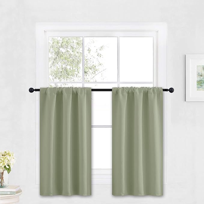 RYB HOME Blackout Cafe Curtains 30 inch Length, Short Light UV Heat Blocking by RYBHOME