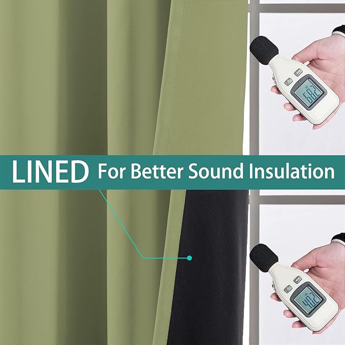 Yakamok 100% Blackout Window Curtain Panels, Heat and Full Light Blocking Drapes - Image 4
