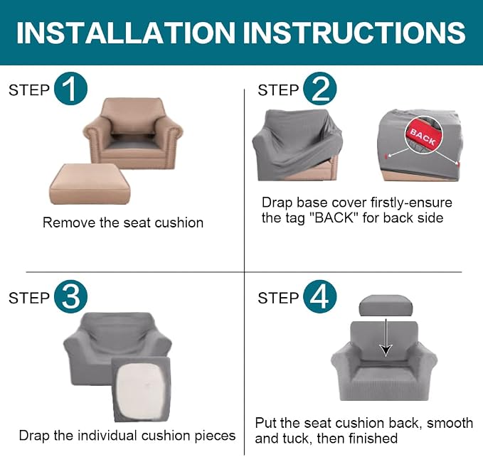 Turquoize 2 Piece Chair Covers Chair Slipcovers - Image 6