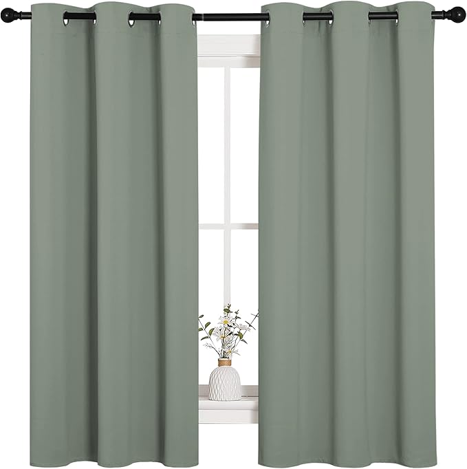 NICETOWN Greyish Green Nursery Essential Thermal Insulated Solid Grommet Top by NICETOWN