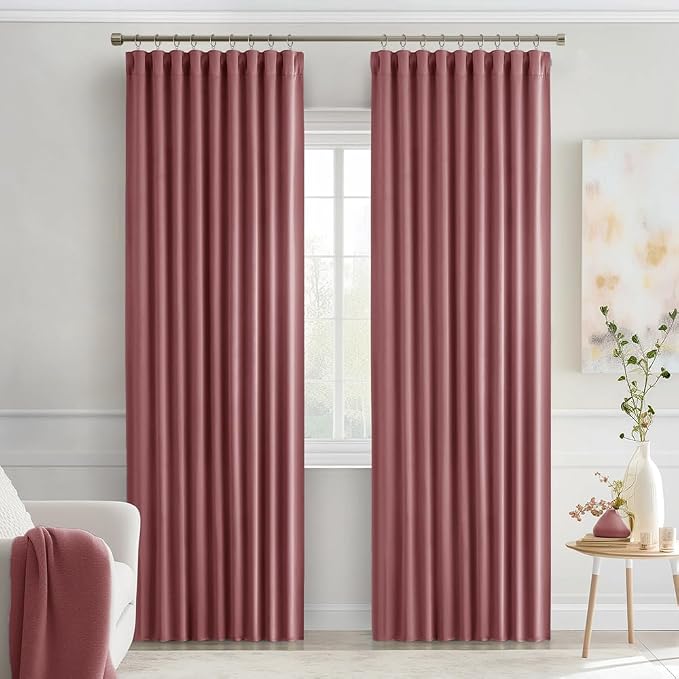 MIULEE Dusty Rose Back Tab Blackout Curtains 90 Inches Long 2 Panels Set - Image 9