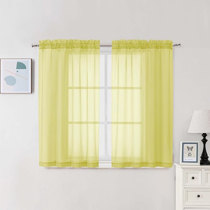 Chyhomenyc Sheer Curtains 54 Inch Long 2 Panels Set, Light Filtering Short Soft by Chyhomenyc
