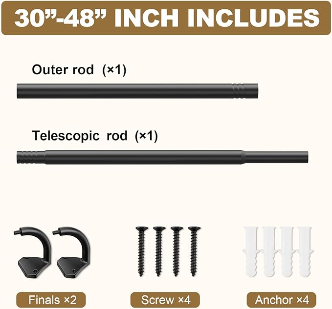 GXOACKJ Black Wrap Around Curtain Rods - Image 5