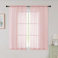 Sheer Blush Curtains for Bedroom Living Room 54 Inch Length 2 Panels Set by WelvetBLK