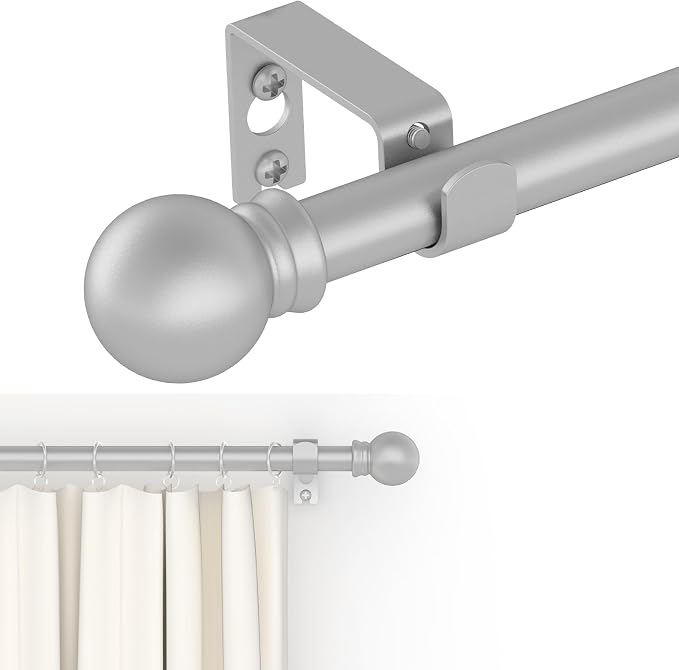 GXOACKJ Curtain Rods for windows 32-62 inch, 5/8 inch Decorative Silver by GXOACKJ