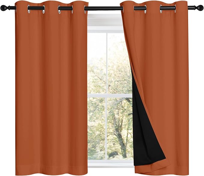 NICETOWN Burnt Orange 100% Blackout Curtains 45 inches Long, 2 Thick Layers by NICETOWN
