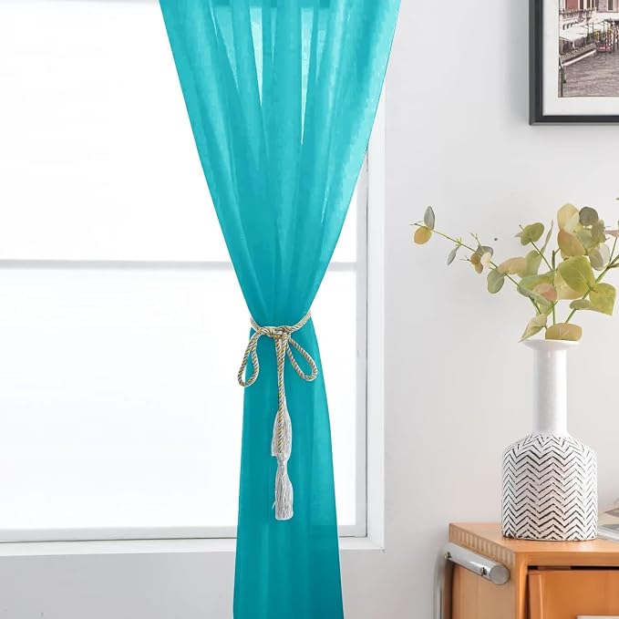 SpaceDresser Sheer Voile Window Treatment Rod Pocket Curtain Panels - Image 5