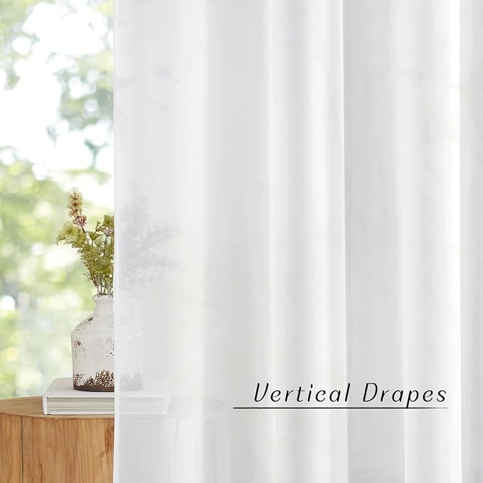 NICETOWN White Sheer 54 inch Length Curtains, Grommet Soft Voile Sheer Light - Image 3