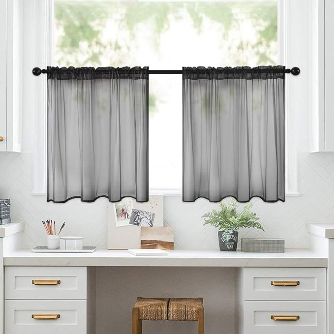 MIULEE 2 Panels Kitchen Tiers Half Window Sheer Halloween Curtains-Rod Pocket - Image 7