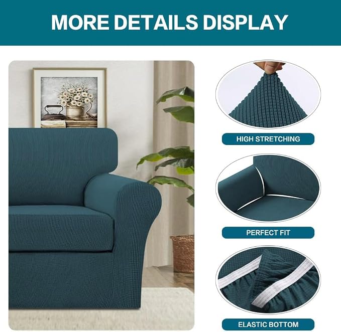 Turquoize 2 Piece Chair Covers Chair Slipcovers - Image 4
