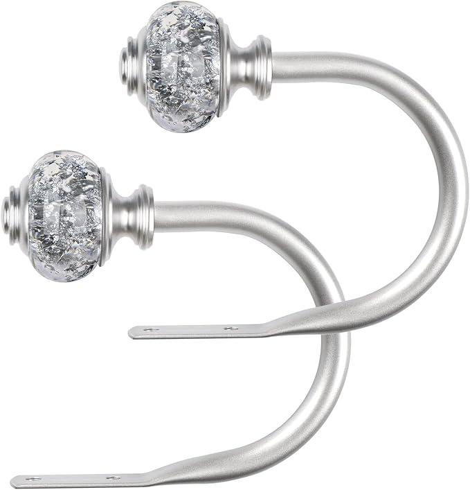 2 Pack Curtain Holdbacks, USFOOK Silver Decorative Window Drapery Tiebacks by USFOOK