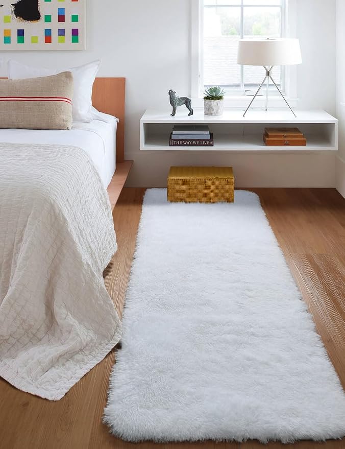 ONASAR White Runner Rugs for Bedroom Living Room, Luxury Bedside Fluffy Area - Image 8