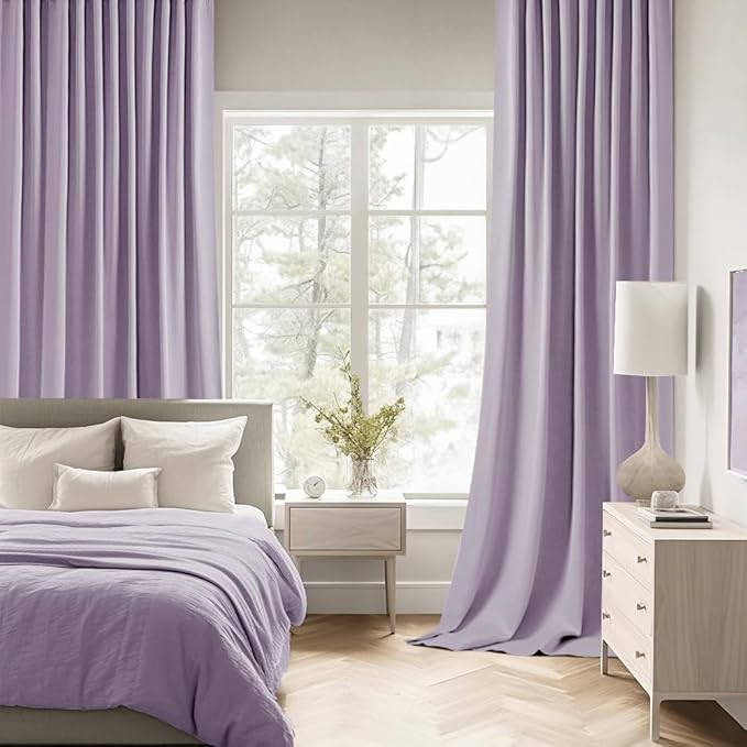 MIULEE Lilac Back Tab Blackout Curtains 72 Inches Long 2 Panels Set - Image 2