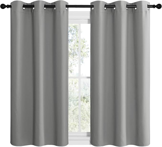 NICETOWN Silver Grey Thermal Insulated Grommet Blackout Curtains, Kids Window - Image 2