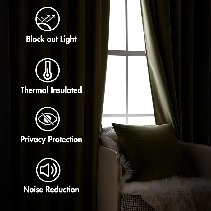 MIULEE Velvet Curtains 96 inches 2 Panels - Image 6