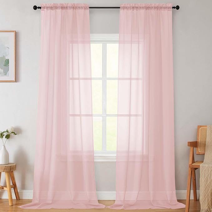 Extra Long Sheer Blush Curtains by WelvetBLK