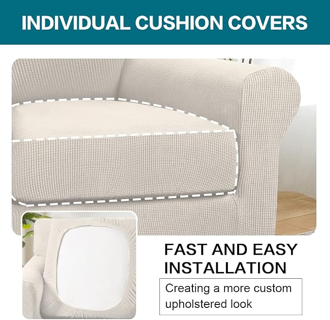 Turquoize 2 Piece Chair Covers for Living Room Armchair Couch Cover - Image 5