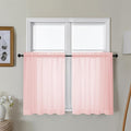 Gwine Blush Pink Sheer Curtains 30 Inch Length, Short Light Filtering Voile by Gwine