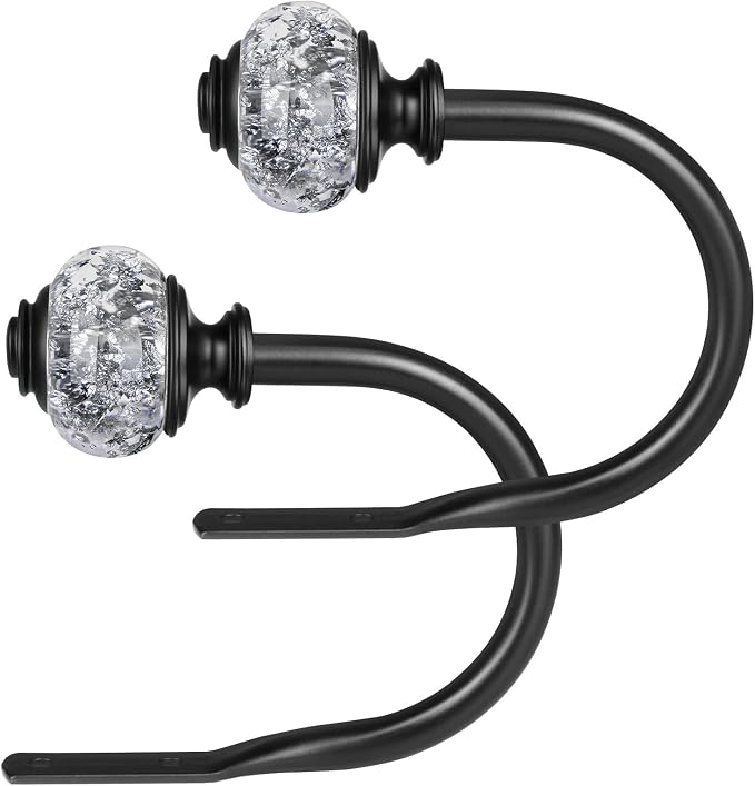 2 Pack Curtain Holdbacks, USFOOK Black Decorative Window Drapery Tiebacks by USFOOK
