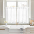 HOMEIDEAS Non-See-Through White Privacy Sheer Kitchen Curtains, 30 X 36 Inches by HOMEIDEAS