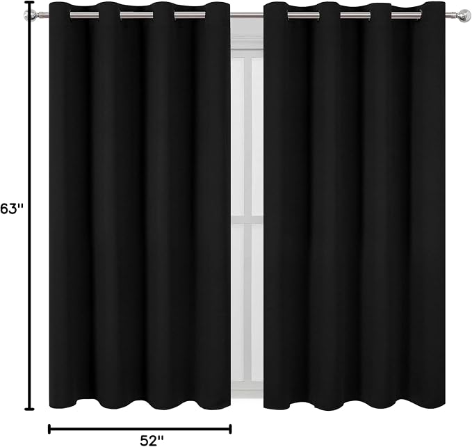 LEMOMO Black Blackout Curtains 52 x 63 Inch Length/Set of 2 Curtain - Image 10