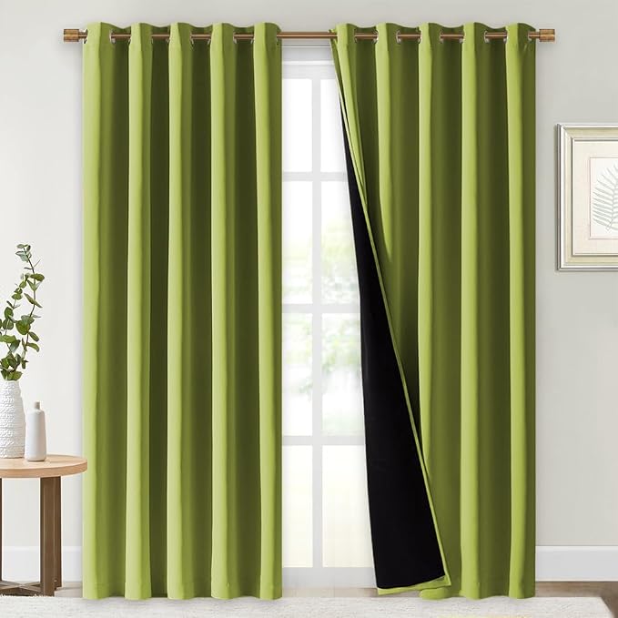 NICETOWN 100% Blackout Window Curtain Panels, Fresh Green, 2 Pieces, Cold and by NICETOWN