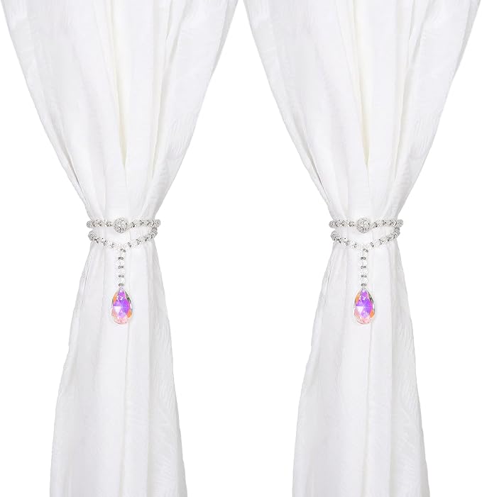 SUQ I OME 2 Pack of Luxury Crystal Beaded Magnetic Curtain Tieback and Holdback by SUQIOME