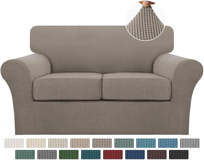 Turquoize 3 Piece Sofa Covers for 2 Cushion Couch Sofa Slipcover Soft Couch by Turquoize