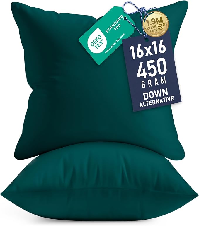 Utopia Bedding 16x16 Pillow Inserts, Dark Teal – Indoor Decorative Throw Pillows by UTOPIABEDDING