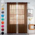 youleyar Solid Sheer Rod Pocket Curtain Voile Draperies 2 Panels White Beige by Youleyar