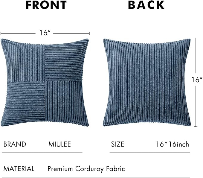 MIULEE Blue Decorative Throw Pillow Covers 16x16 Inch - Image 6