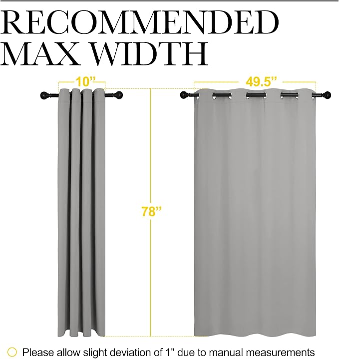 NICETOWN Silver Grey Room Darkening Curtain Panels 78" Long - Image 7