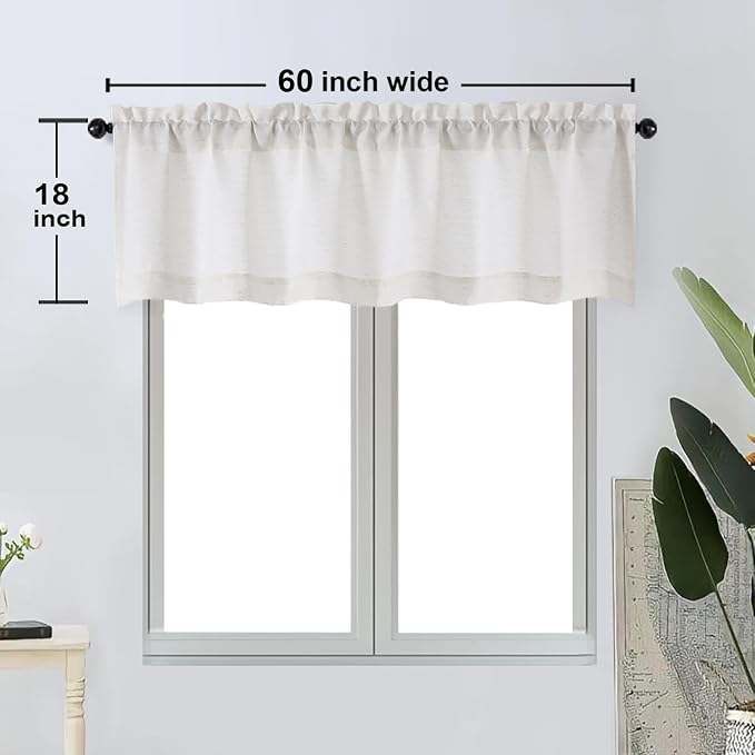 OWENIE Bob Valance Curtains 18 Inch Length 1 Piece, Faux Linen Slub Solid - Image 6