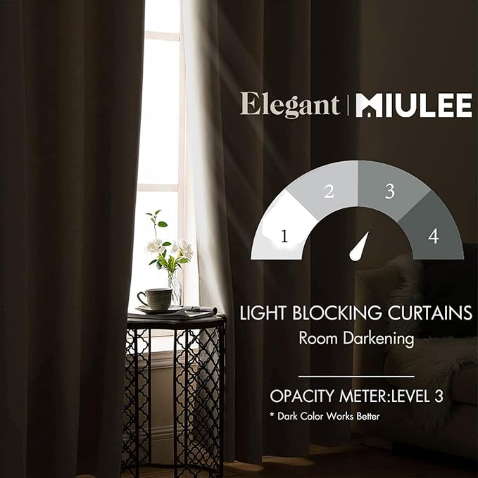 MIULEE Room Darkening Curtains Thermal Insulated Drapes Solid Window Treatment - Image 2