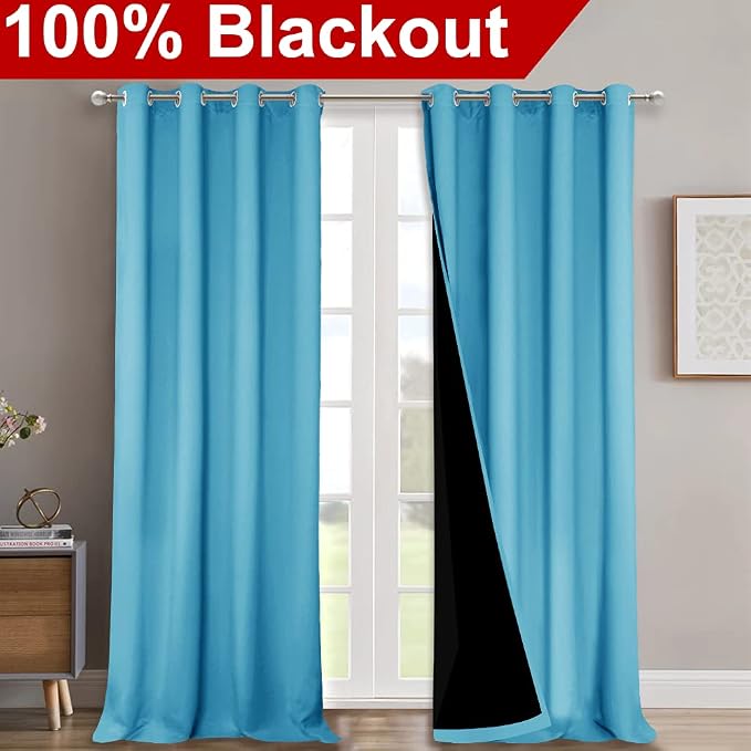 NICETOWN Insulated 100% Blackout Curtains, Noise Reducing Performance Drapes - Image 2