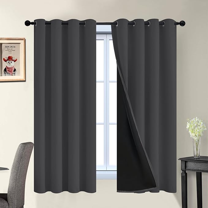 Yakamok 100% Blackout Curtains, 2 Thick Layers Thermal Insulated Total Blackout by Yakamok