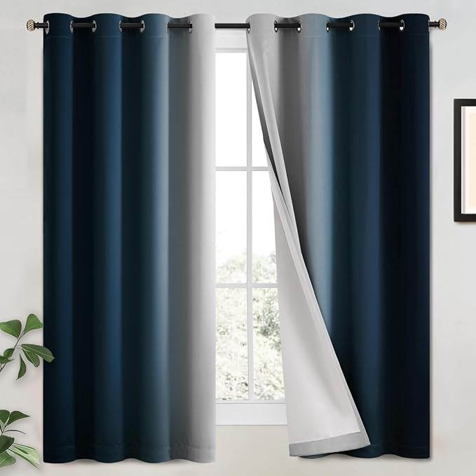 Yakamok 100% Blackout Curtains 63 Inch Length 2 Layers, Light Blocking Thermal by Yakamok