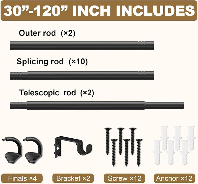 GXOACKJ Black Wrap Around Curtain Rods - Image 5