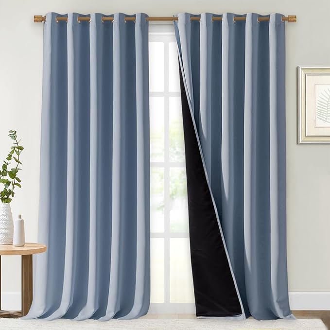 NICETOWN Full Shading Curtains for Windows, Vintage Blue, 62 inches W x 95 by NICETOWN