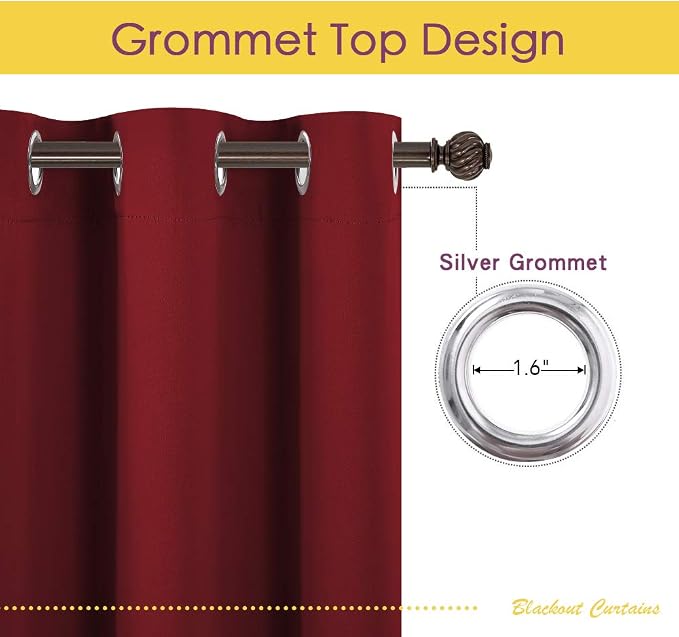NICETOWN Christmas Window Curtains Blackout Drapes, Thermal Insulated Solid - Image 3